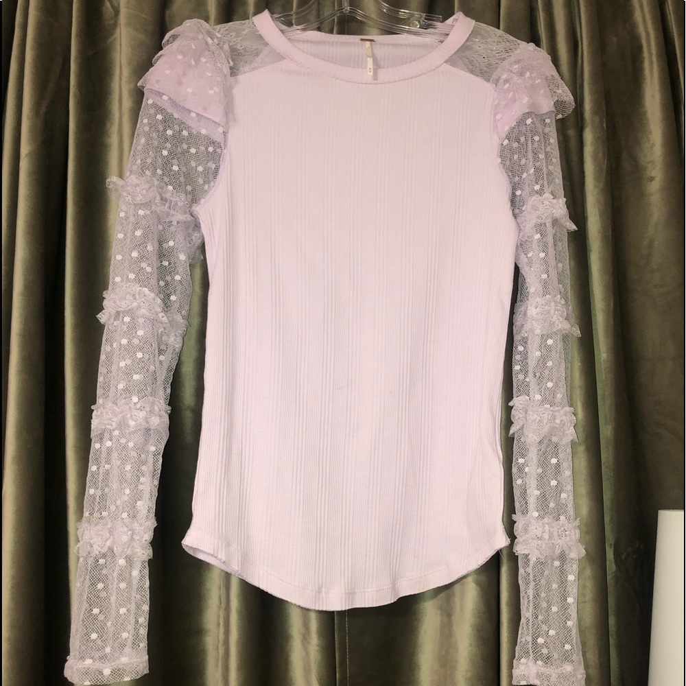 Lace ruffle sleeve Free People top New